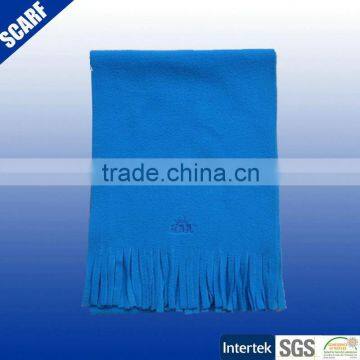 custom blue plain soft winter fleece scarf