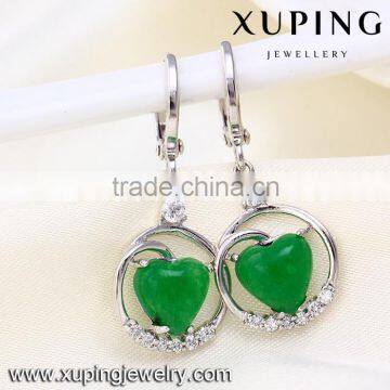 Beautiful design sweet heart green stone high quality fashion earrings for women                        
                                                Quality Choice