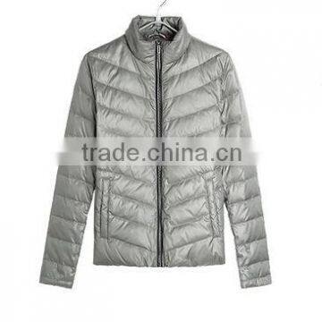 Men Grey Quilted Detail Goose Down Coat