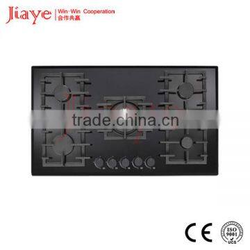 black color cast iron glass panel gas burners JY-G5060