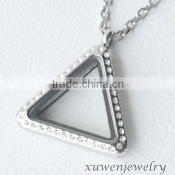 wholesale triangle 316l stainless steel glass memory lockets