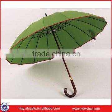 Straight auto open rain wind umbrella with bamboo handle