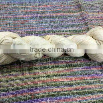 white, natural, undyed sari silk chiffon yarns suitable for dyers, artisans, yarn and fiber stores, white sari silk ribbon, whit