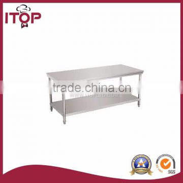 linear industrial work table with under shelf