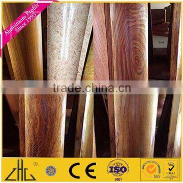 Popular 6063-T5 extruded wood grain transfer aluminum profile with aluminum color for South America market
