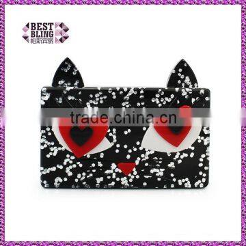 fashion women ladies plastic clutch bag cat handbags (C480)