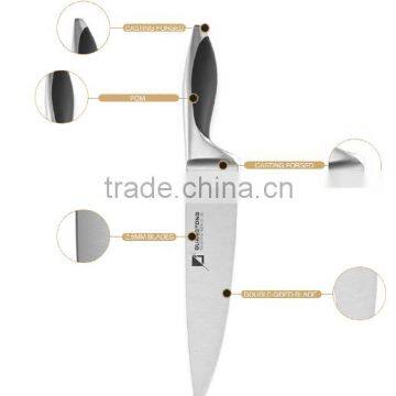 6 Pcs Forged Pom Handle Kitchen Knife Set With S.s Utility Block photo-4