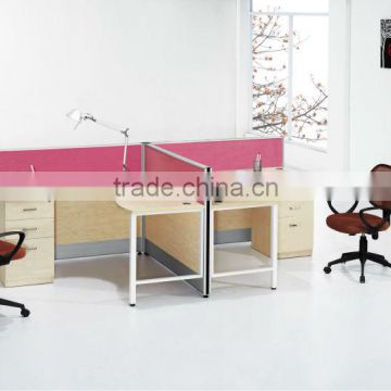 Office interior design painted glass partition workstation with fxed three drawers