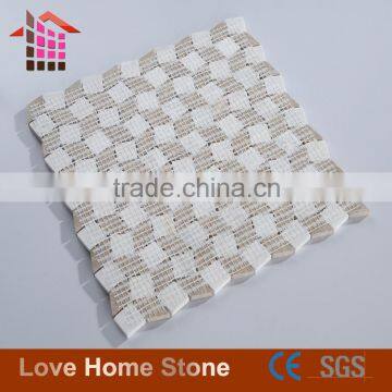 White marble light emperador Rhombus Pattern Polished Marble Mosaic in 12" x 12" Sheet kitchen flooring tiles