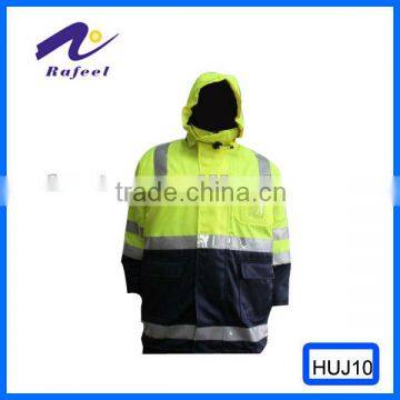 hi-vis two tone zip bomber jacket