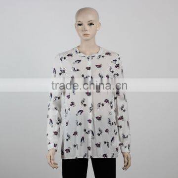 F5W11038 Latest Fashion Blouse Design Women Casual Long Sleeve Printed Shirt