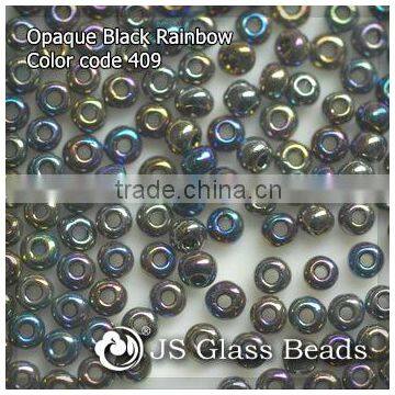 High Quality Fashion JS Glass Seed Beads - 409# 11/0 Rainbow Opague Black Rocailles Beads For Garment & Jewelry