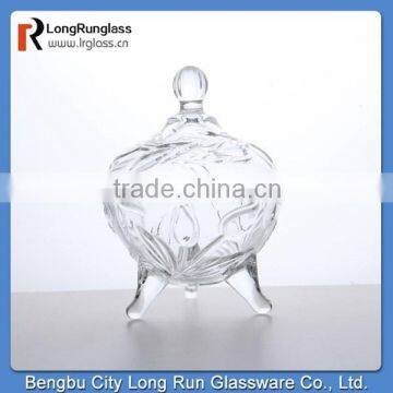 LongRun delicate flower carved crystal glass candy dish