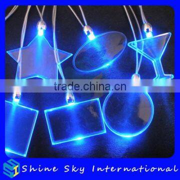 Many different shapes design PS material led necklace customized logo