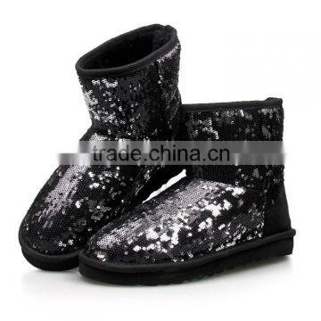 Silver Blk Sequins Glitter Upper Eva Sole Cute Child Girl Snow Winter Boot Shoe, Boots Shoes Kids photo-2