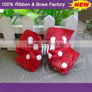 Christmas Style Polka Dots Ribbon Covered Hair Clips