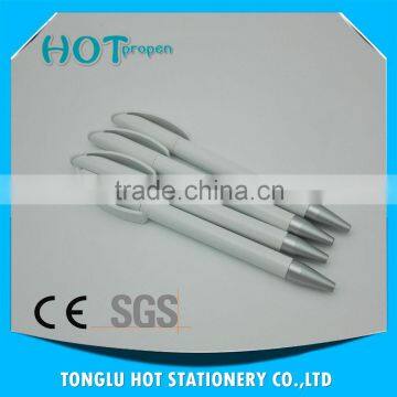 White Plastic Ball Pen Twist Action Pen With Bow Shape Clip