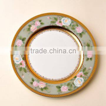 Noble flower design of embossed gold porcelain dinnerware set