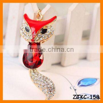 2014 Hot selling Animal Rhinestone Crystal Fox Key Chain, Gift Bag Pendant ZTKC-158