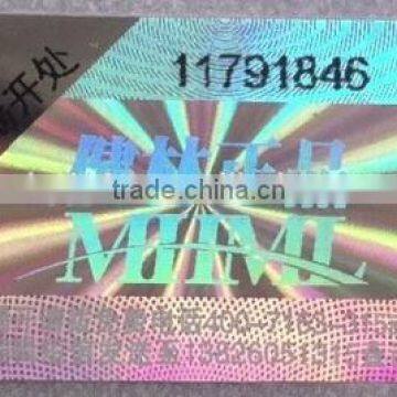 hologram label with serial nomber