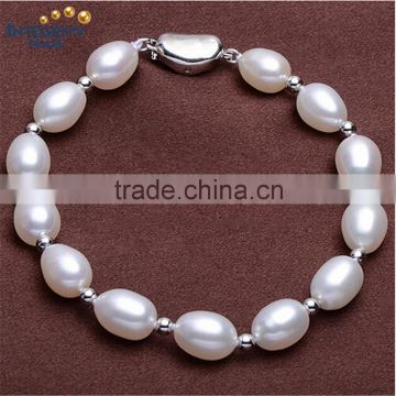 2016 Charm Bracelet Pearl Jewelry Natural Freshwater Pearl Plunger Buckle Bracelet Sterling Silver Jewelry Bracelet For Women