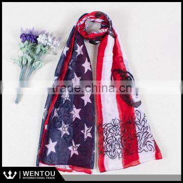 Spring New Arrival Fashion Infinity Skull PrintedVoile Flag Scarf