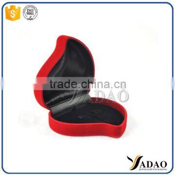 Most popular heart shape wedding red flocking ring boxes wholesale