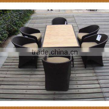 Rectangle Table Rattan Dining Set Wood Table Top