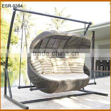 Garden Hanging Swing Chair Double Three Seats With Stand