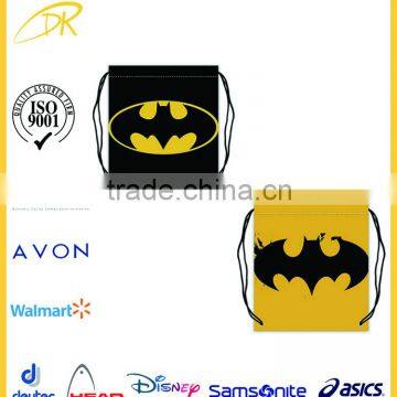 Batman Pattern Polyester Fabric Basketball Drawstring Bags ,Drawstring Tote gym bag