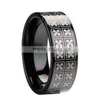 Fashion style ring,Customized styles laser black tungsten rings