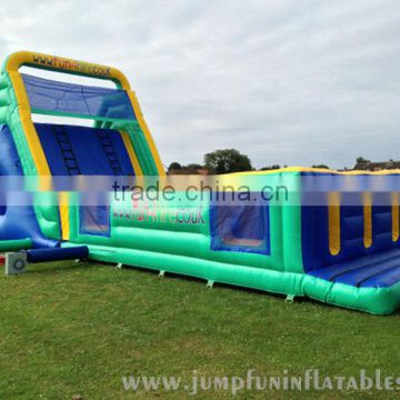 60ft long inflatable crazy obstacle course with big slide for adults and kids