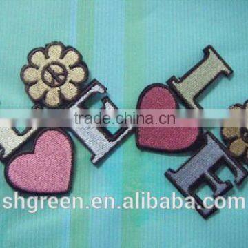 Lovely full embroidery letters tag with back adhesive