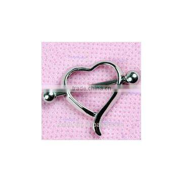 fashion body piercing jewelry Stainless steel heart shape nipple ring