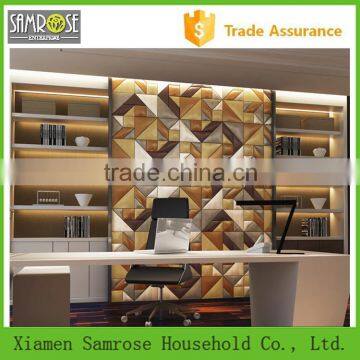 High quality stylish luxury faux leather PU foam waterproof mosaic reading room 3d wall panel