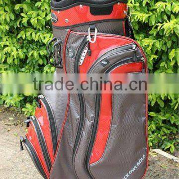 with ball shelf and cooler pocket pu+nylon golf bag