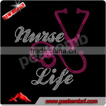 Bulk rhinestones iron nurse life designs for appliques