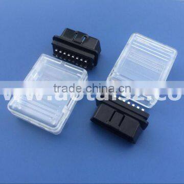 Clear case OBD 2 adapter 16pin male connector transparent obd