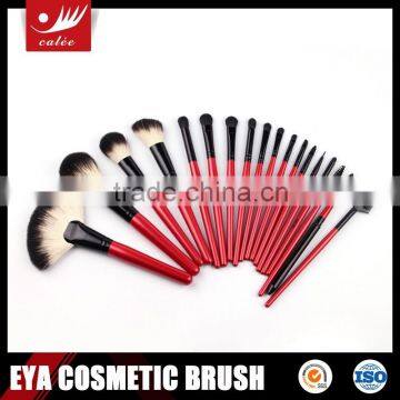 18 pcs professional cosmetic brush kit, red wooden handle and black aluminum ferrule