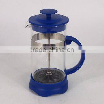 350ML Clear Glass Blue Plunger Mug French Press Coffee Maker