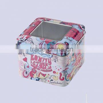 fashion metal window square tin box square tin can for watch packaging