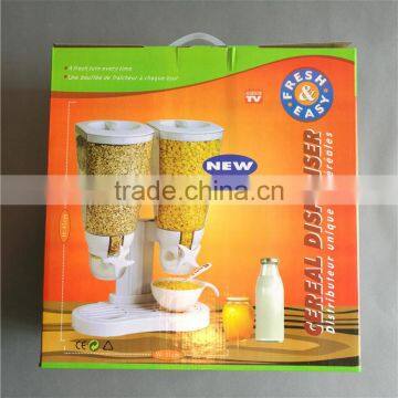 2016 Hot Sell Plastic Cereal Dispenser wholesale hot sell clear plastic bulk dry food dispenser with two bucket for dispenser fo