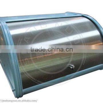 Color coated bread bin with roll top