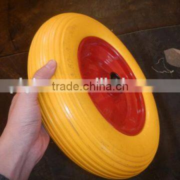 3.50-8 PU Wheelbarrow Tyre with Red Metal Rim