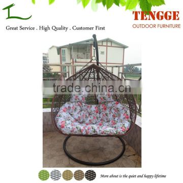 TG15-0153 Outdoor synthetic rattan double hanging swing chair