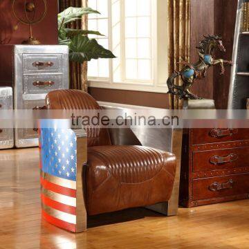 Luxury American Style Leisure Leather Sofa With Aluminum Frame/Living Room Recreation Leather Arm Chair
