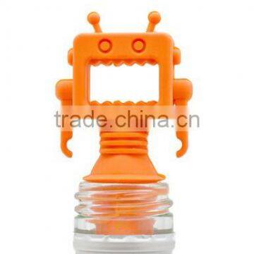 Robot Silicone Wine Stopper,Wine Saver,Reusable Bottle Cap photo-3