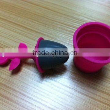 Rose Flower In Pot Loose Leaf Silicone Tea Strainer Infuser Ball