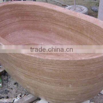 Half Hand Carved Freestanding Stone Bathtub photo-5