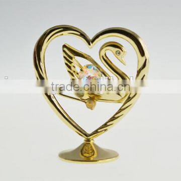 Luxury 24K Gold Plated Crystal Swan for wedding gifts